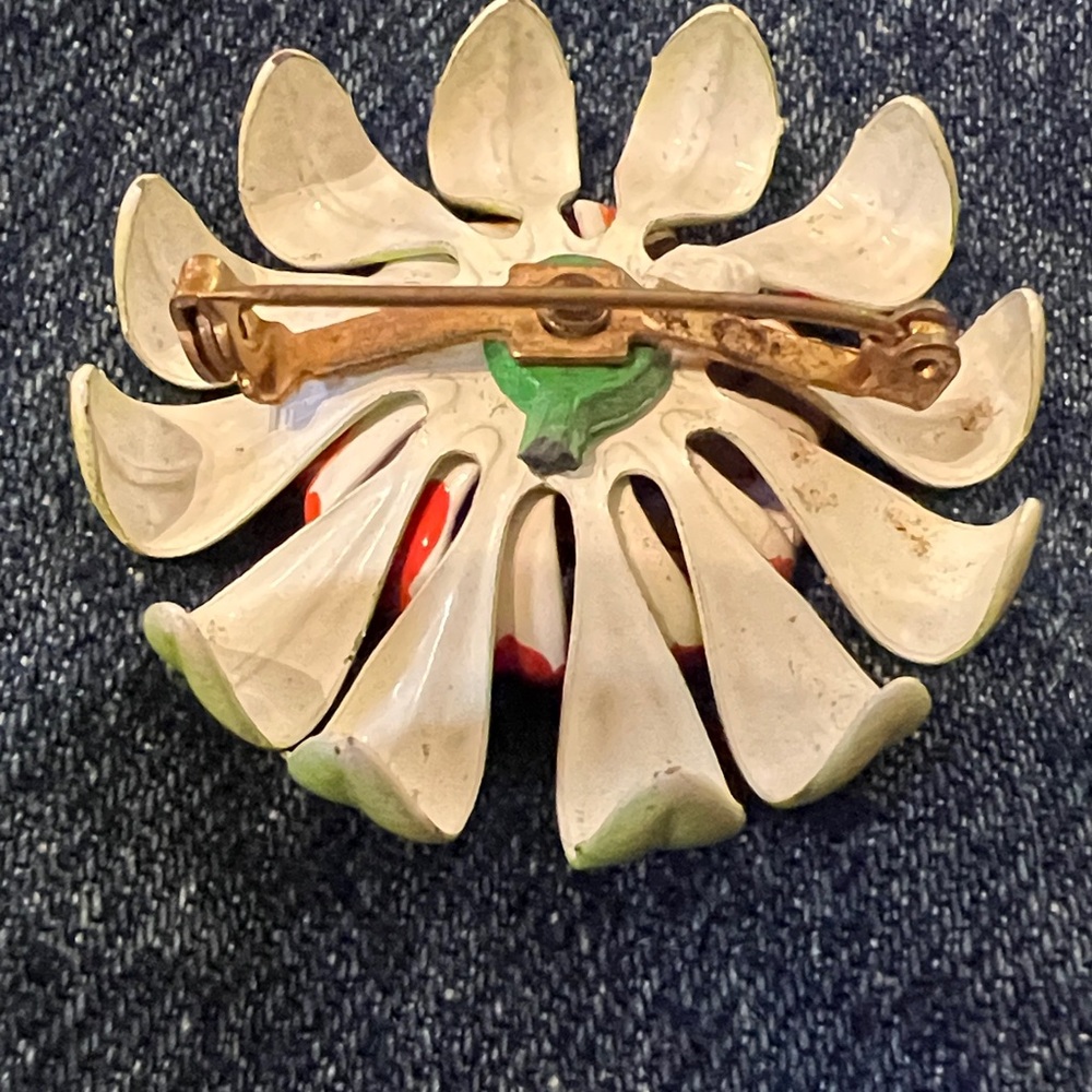 Colorful Enameled Flower Brooch - Picture 4 of 5
